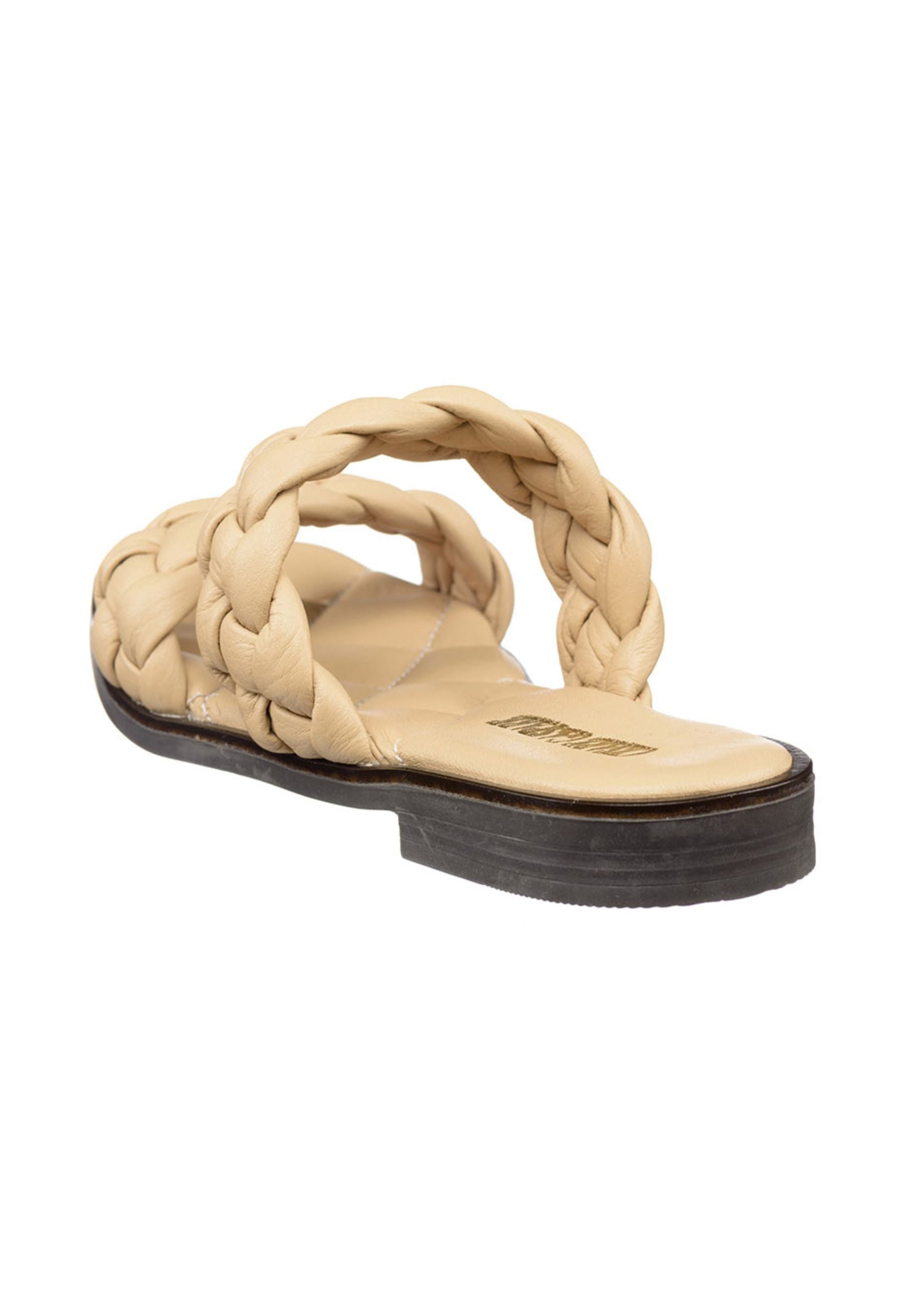 High quality soft leather flat Sole Sandals - Beige