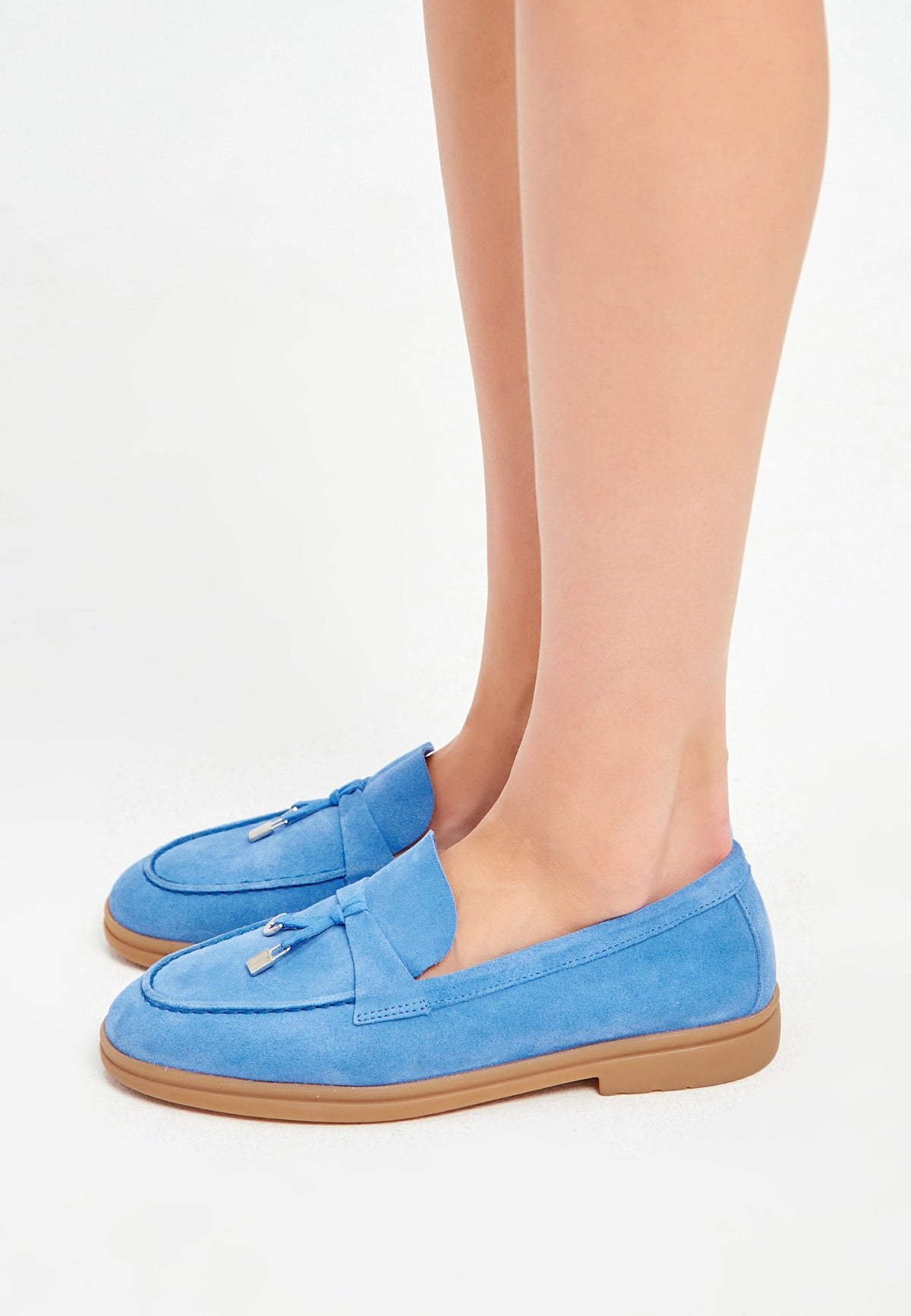 Classic Flat Sole Loafers - Light blue