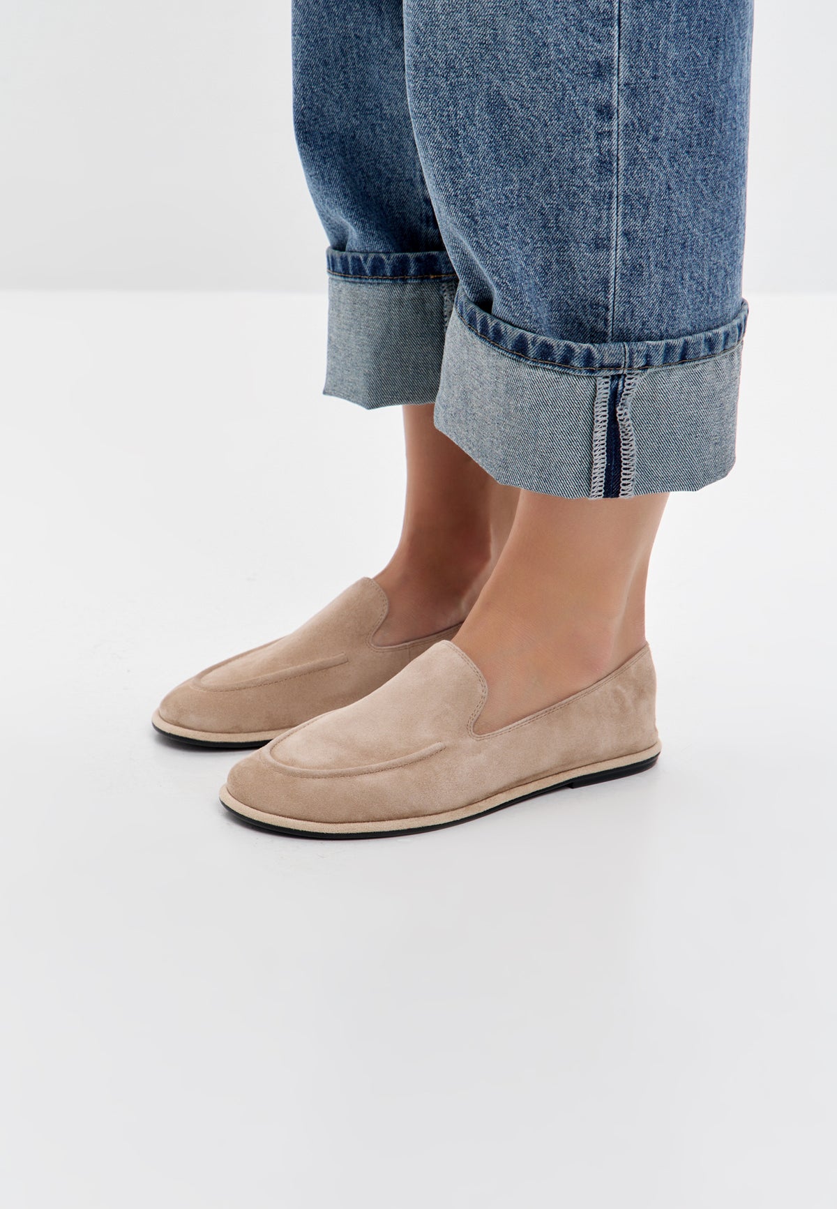 Soft Step Suede Loafers – Beige