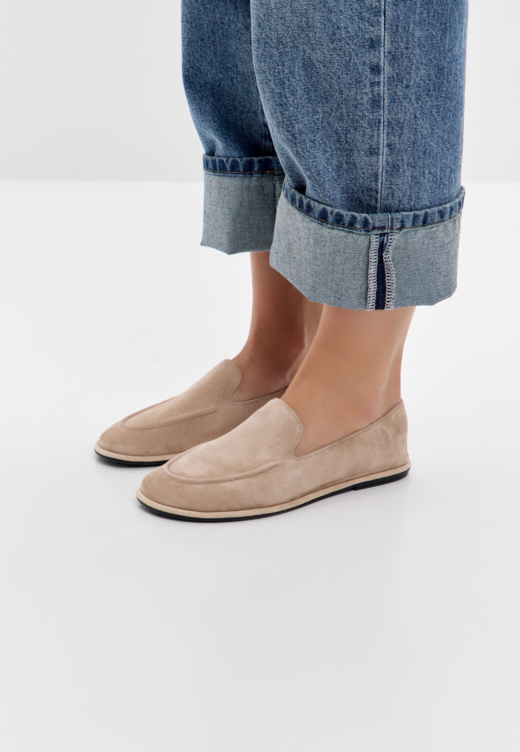 Soft Step Suede Loafers – Beige