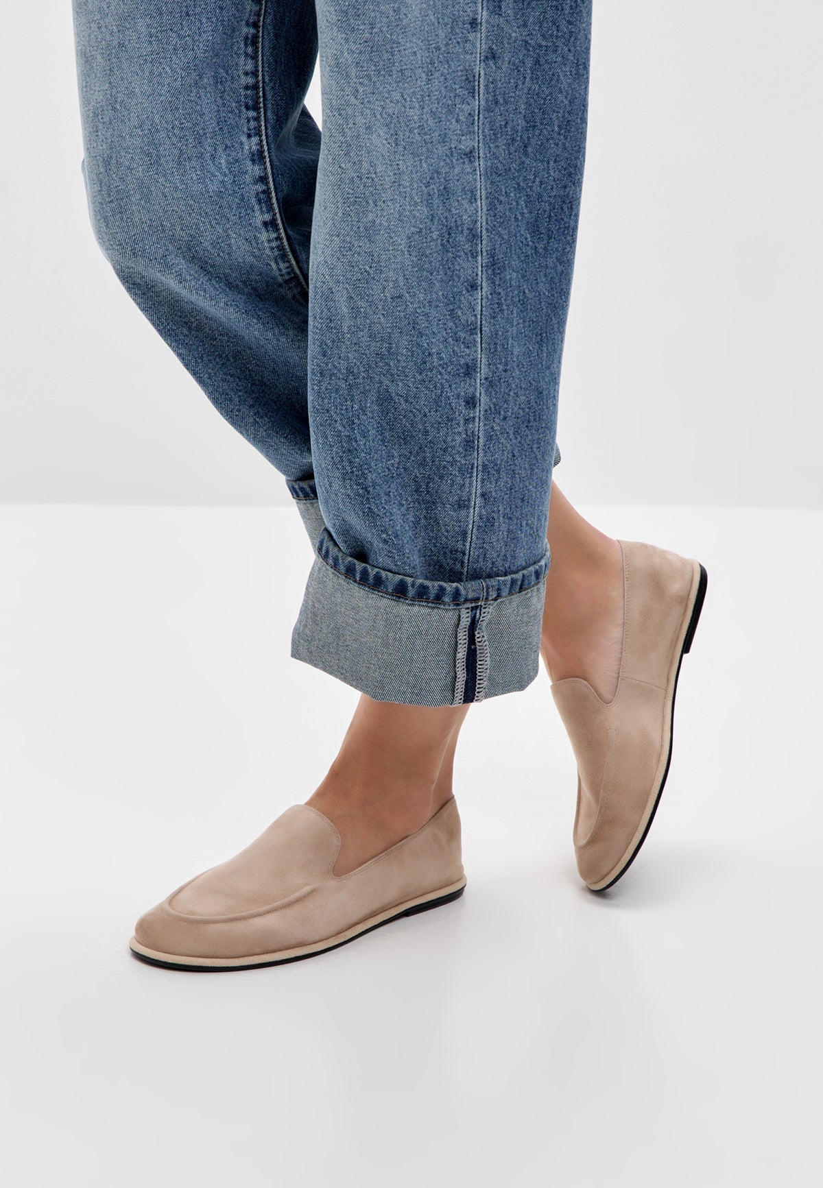Soft Step Suede Loafers – Beige