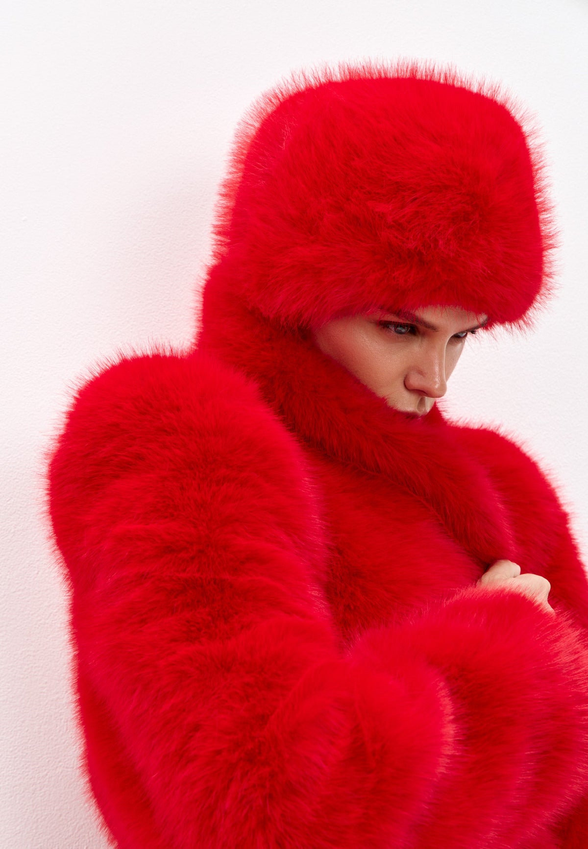 Cappello in pelliccia sintetica invernale – Rosso