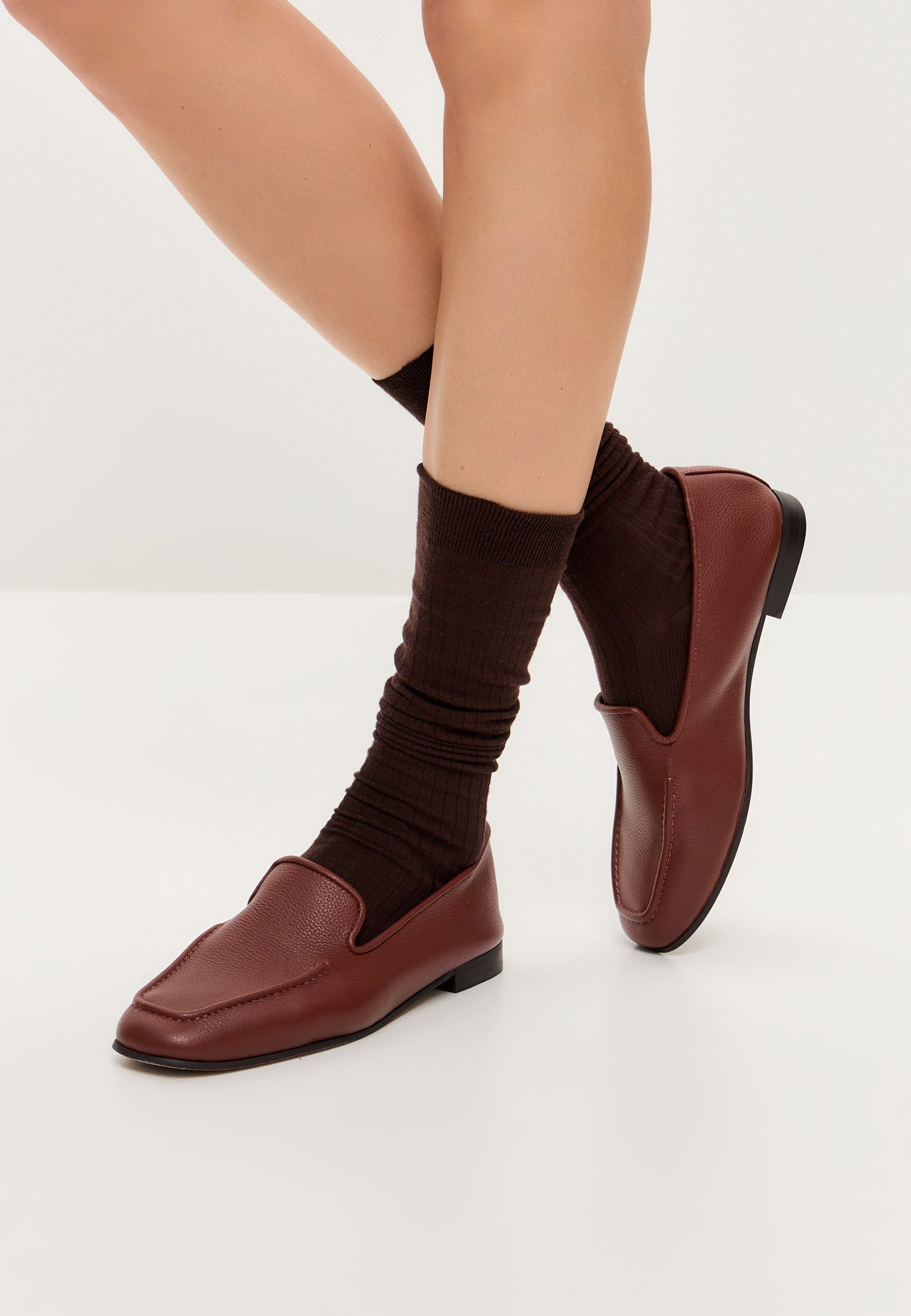 Leather Luxe Slip-Ons - Bordeaux