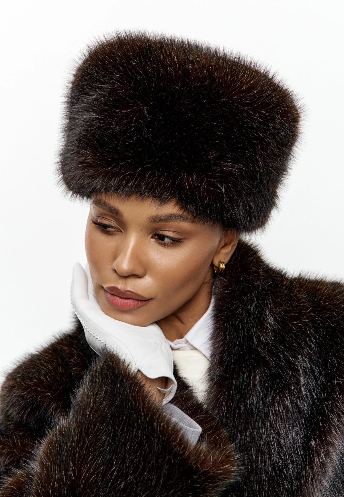 Faux Fur Hat – Dark Brown