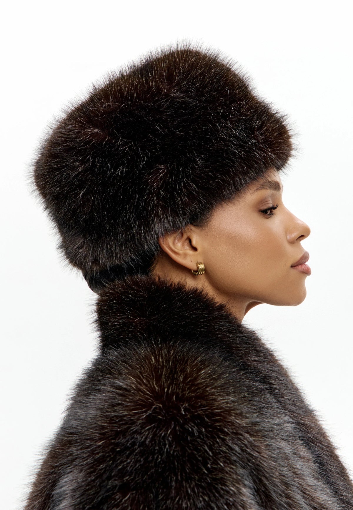 Faux Fur Hat – Dark Brown