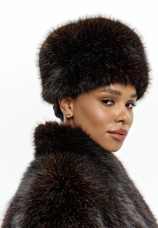 Faux Fur Hat – Dark Brown