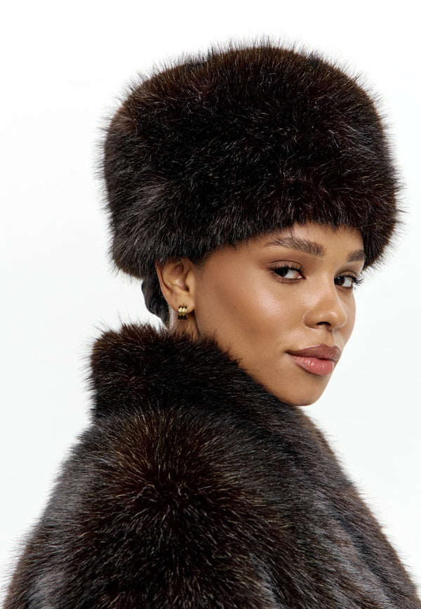 Faux Fur Hat – Dark Brown