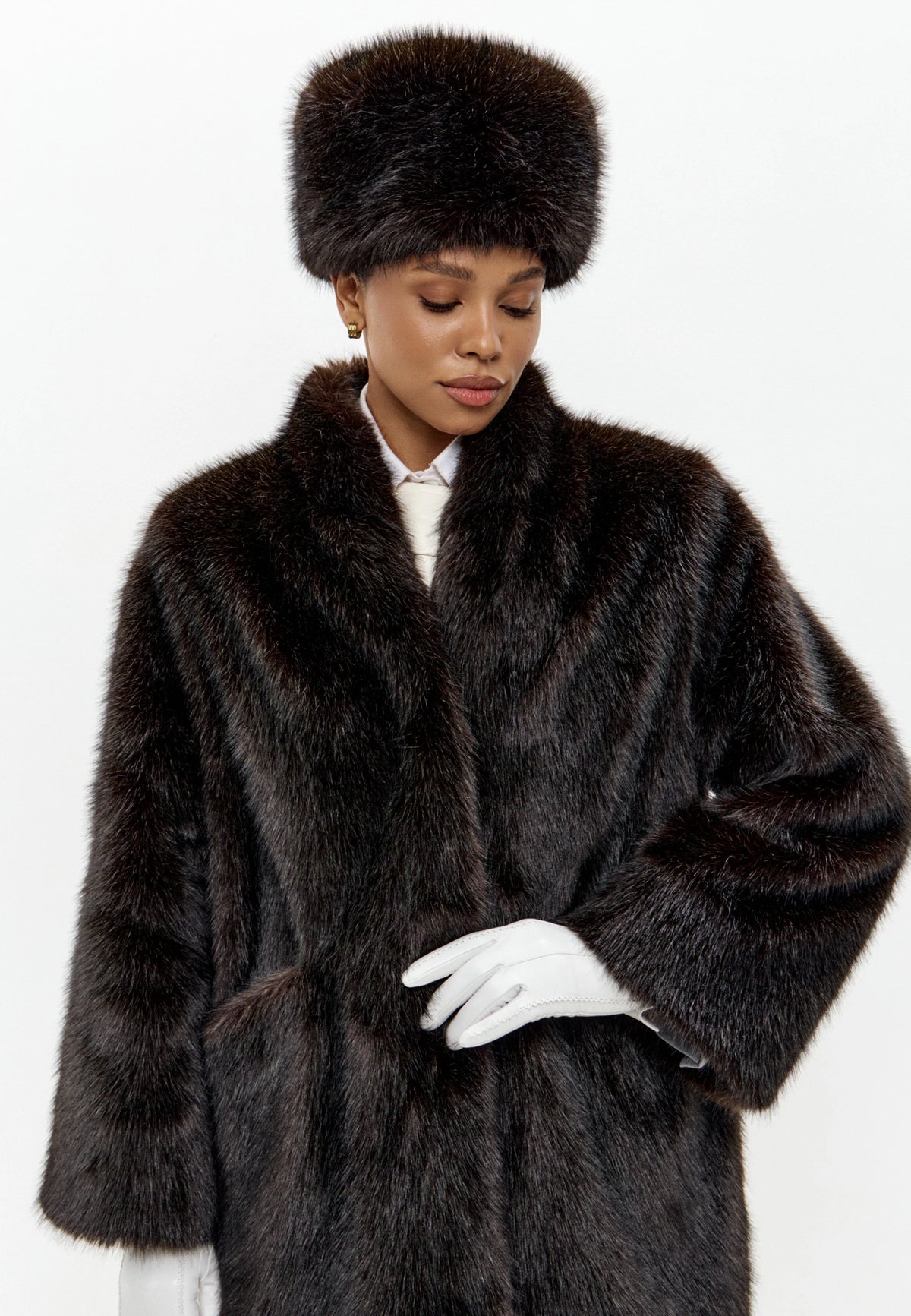 Faux Fur Hat – Dark Brown
