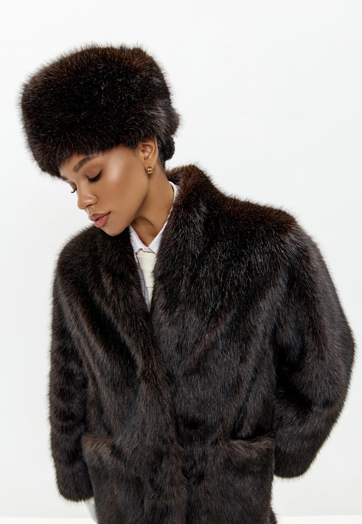 Faux Fur Hat – Dark Brown