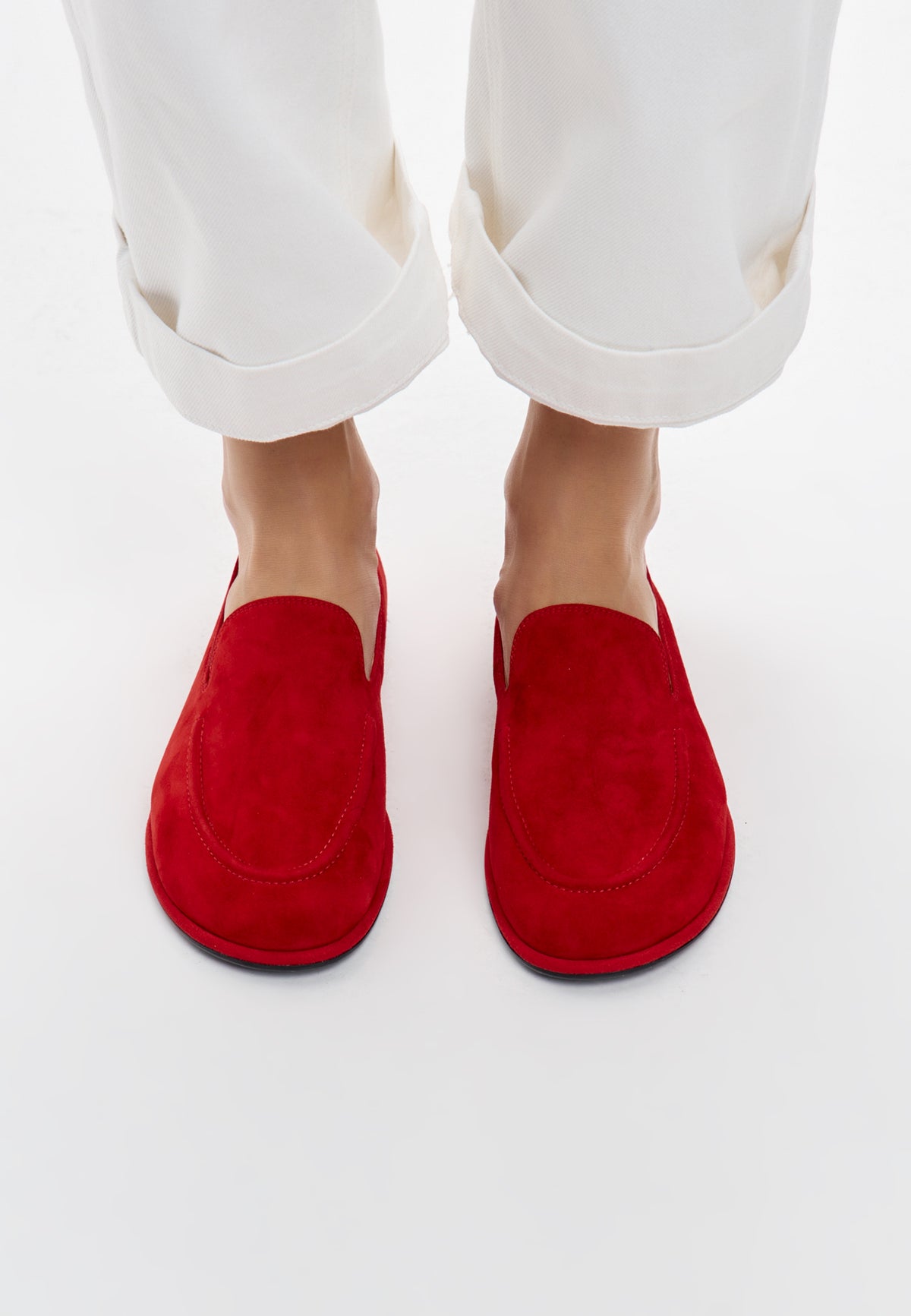 Soft Step Suede Loafers – Red
