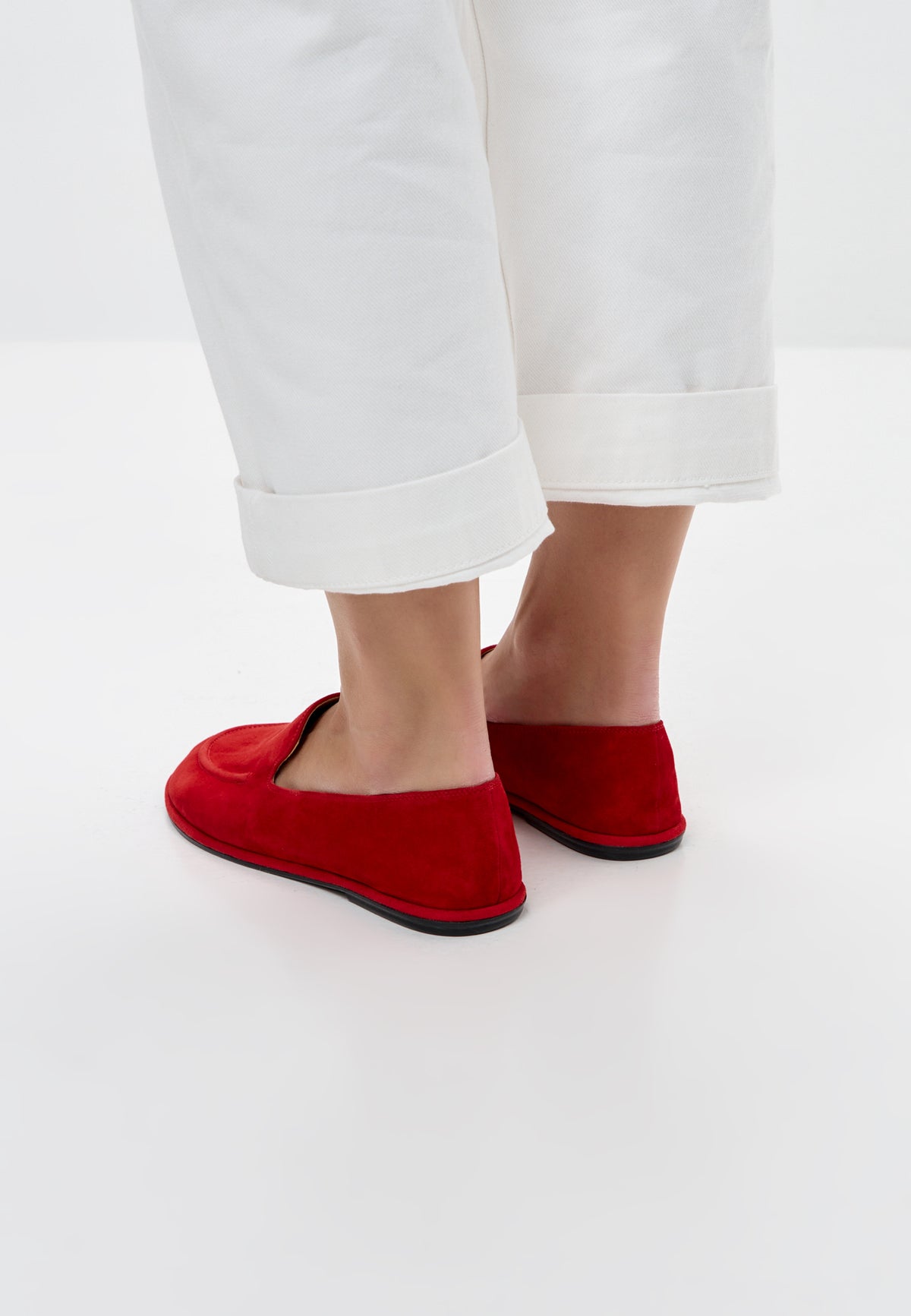 Soft Step Suede Loafers – Red