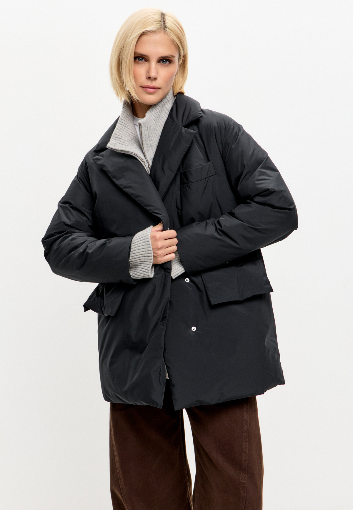 Belted Quilted Blazer - Black