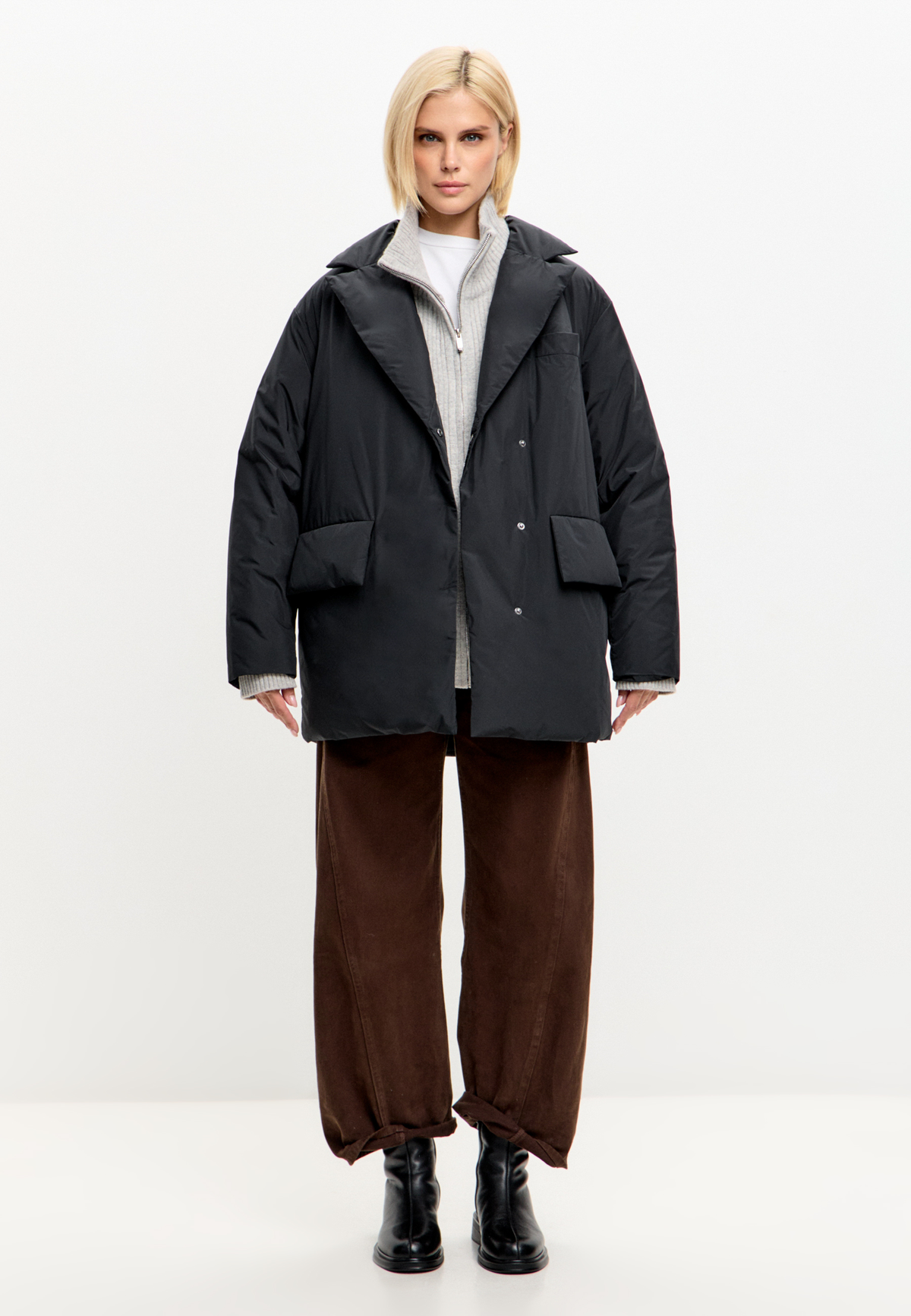 Belted Quilted Blazer - Black