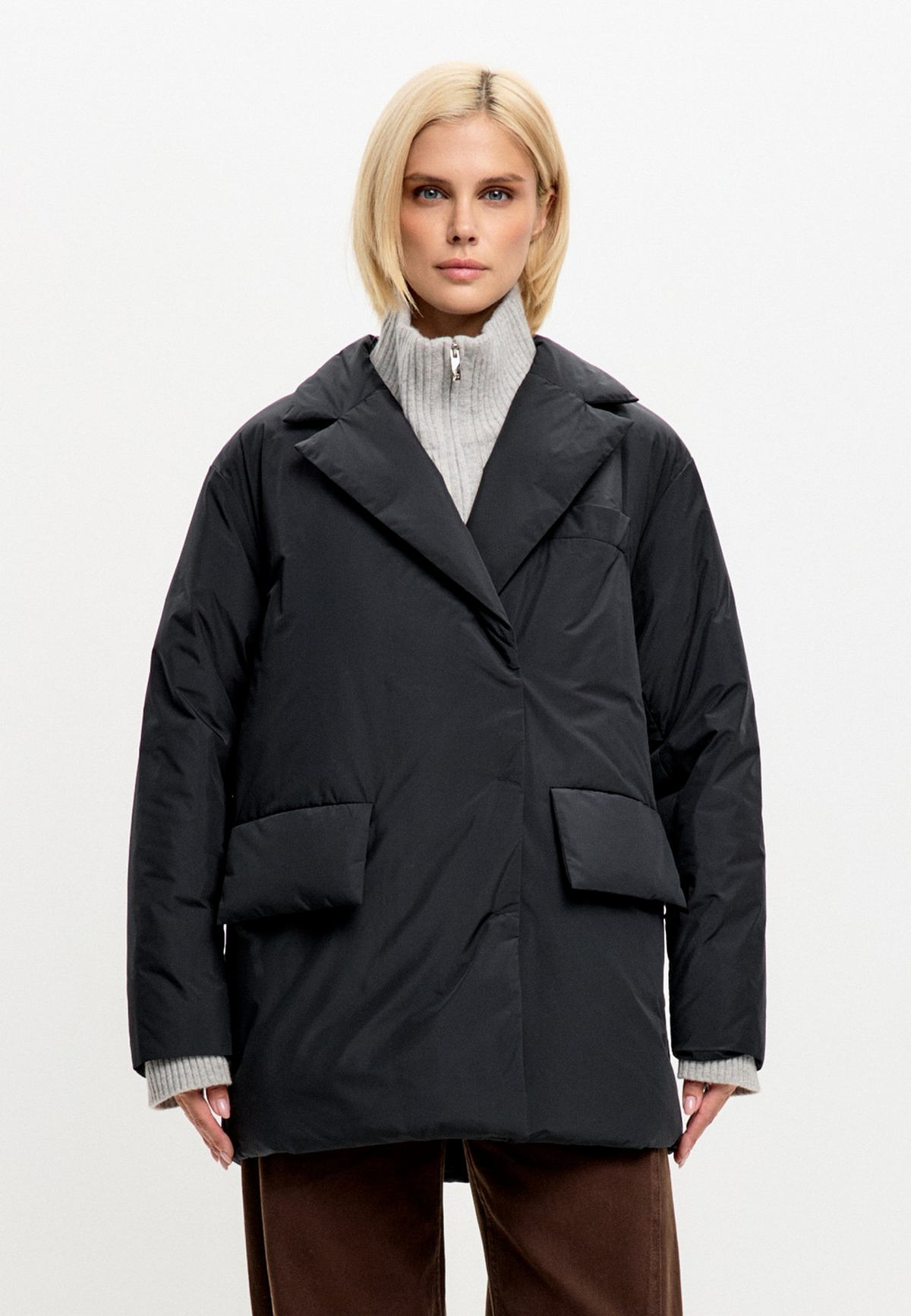 Belted Quilted Blazer - Black