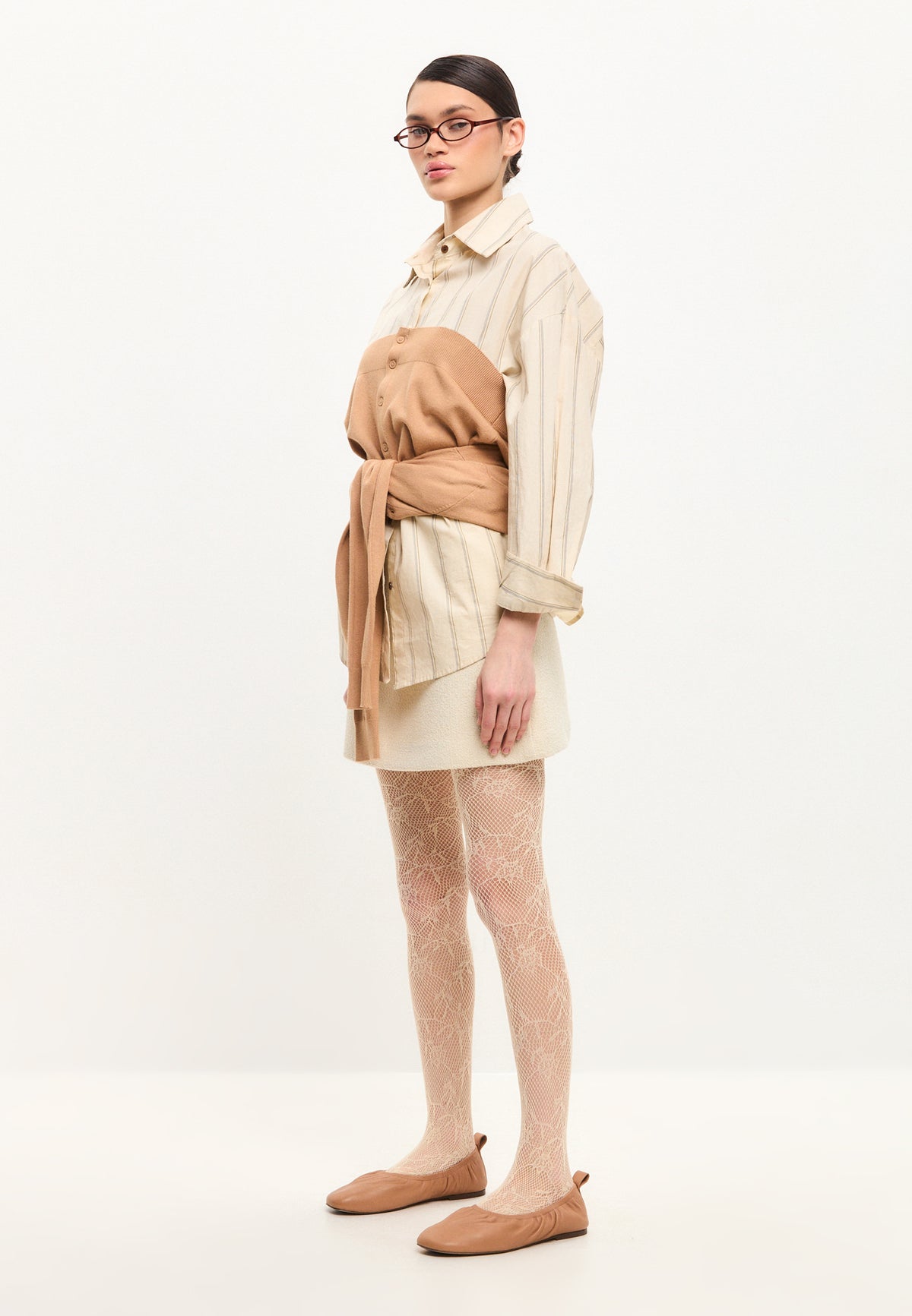 Klassische Ballettschuhe aus Leder - Beige