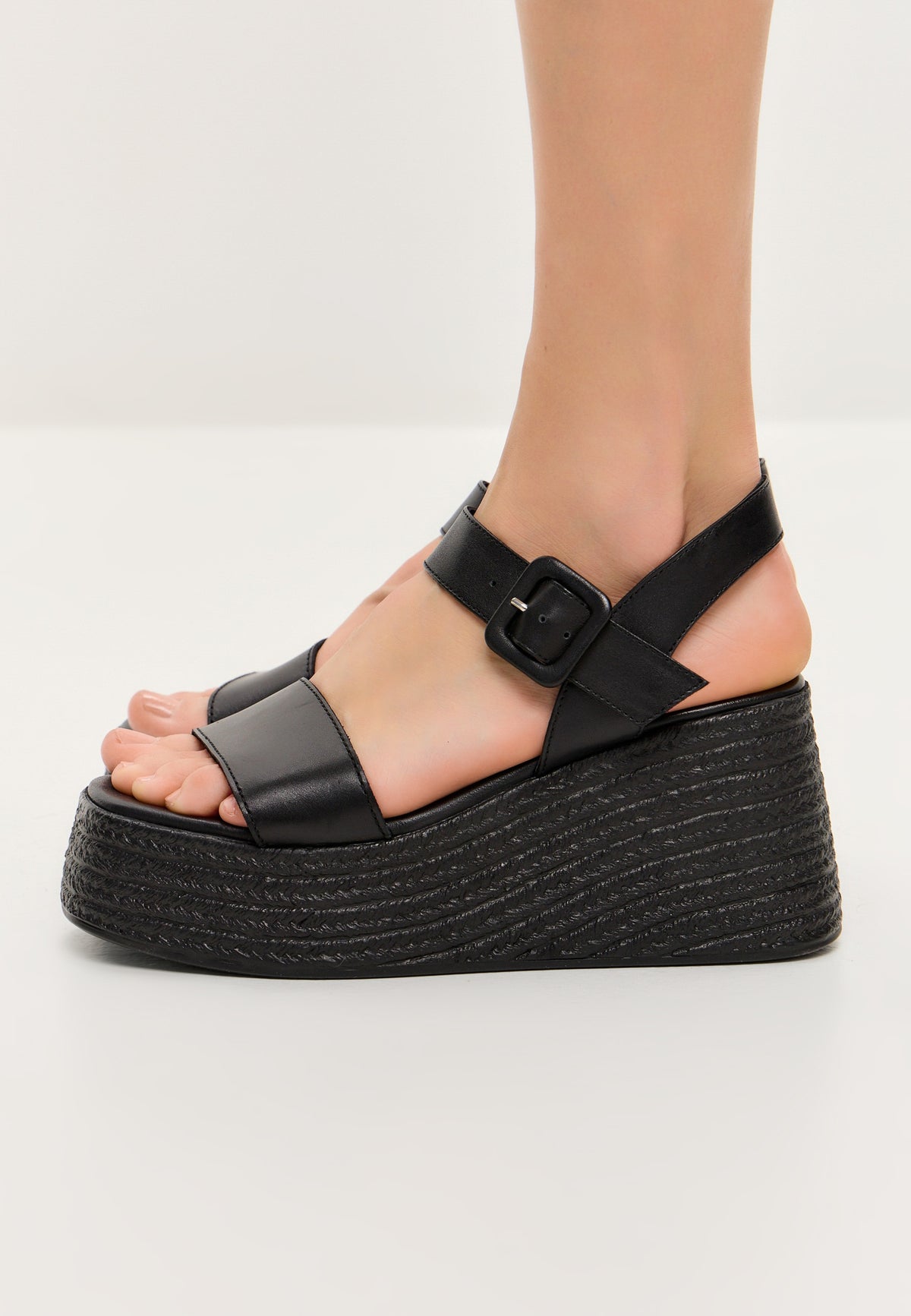 Horizon Woven Platform Sandals - Black
