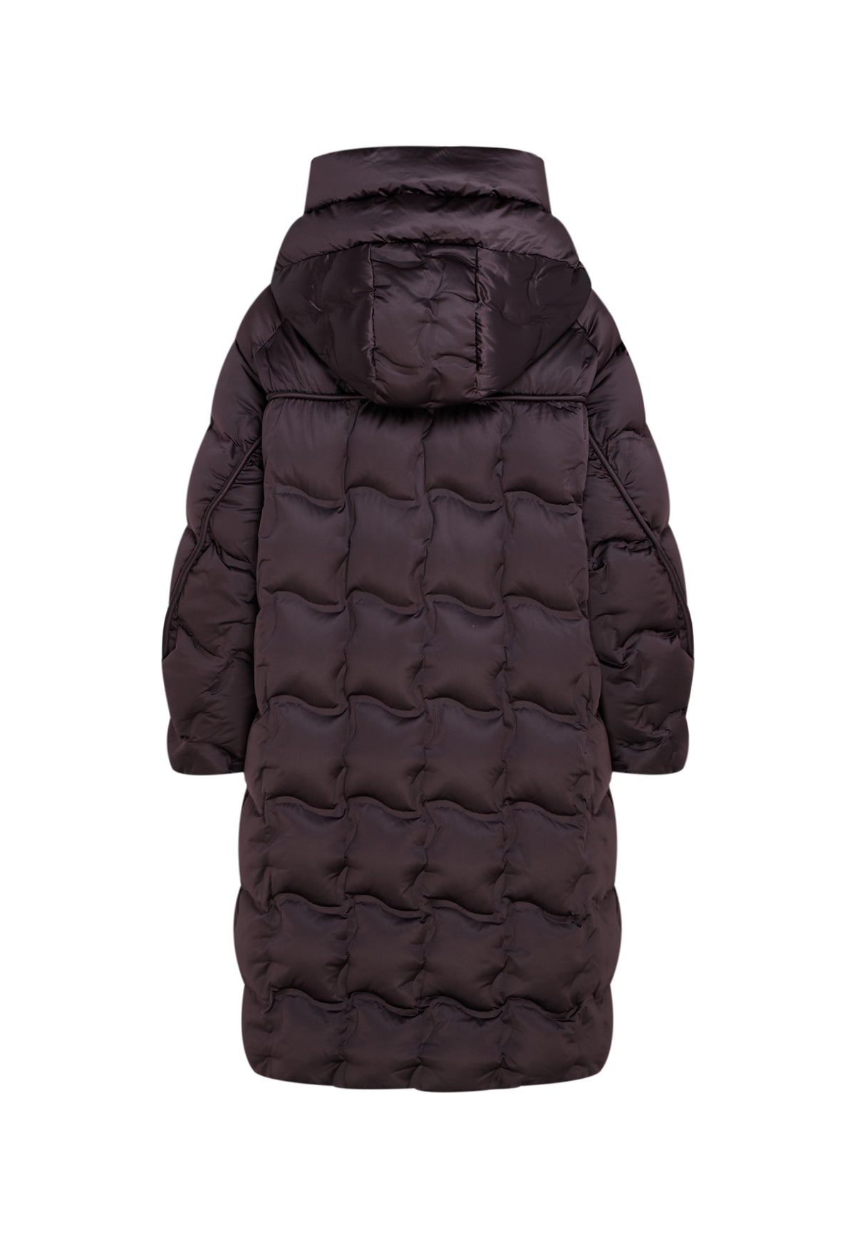 Manteau long matelassé à capuche – Violet
