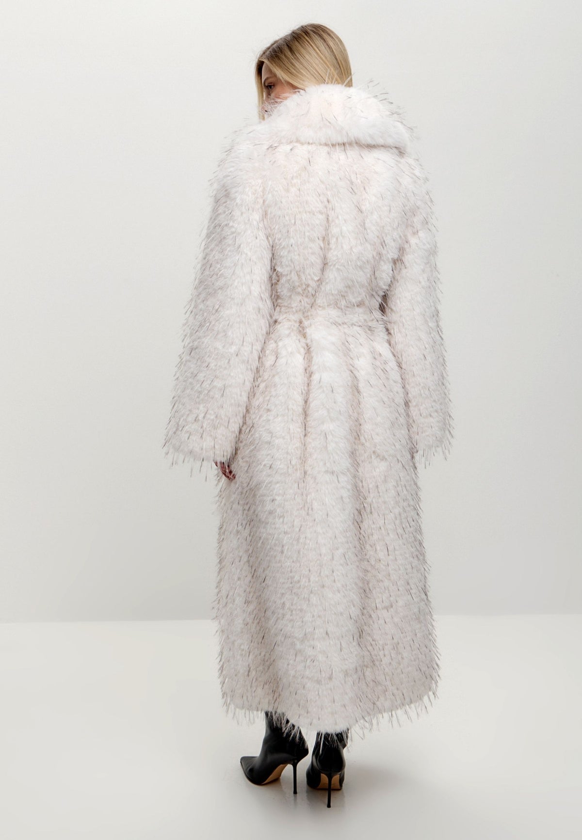 Couture maxi jas van imitatiebont – Sabelbruin