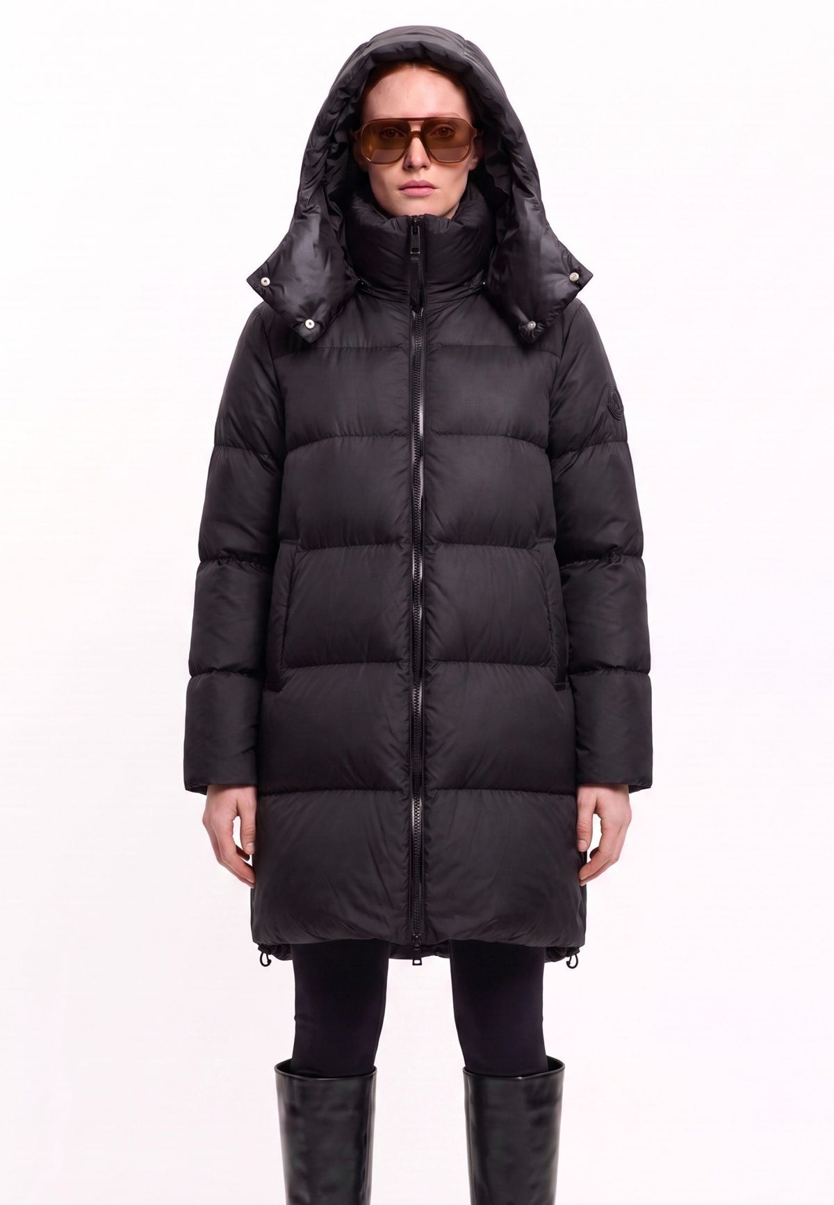 Oversized Hooded Down Puffer Jacket - Black