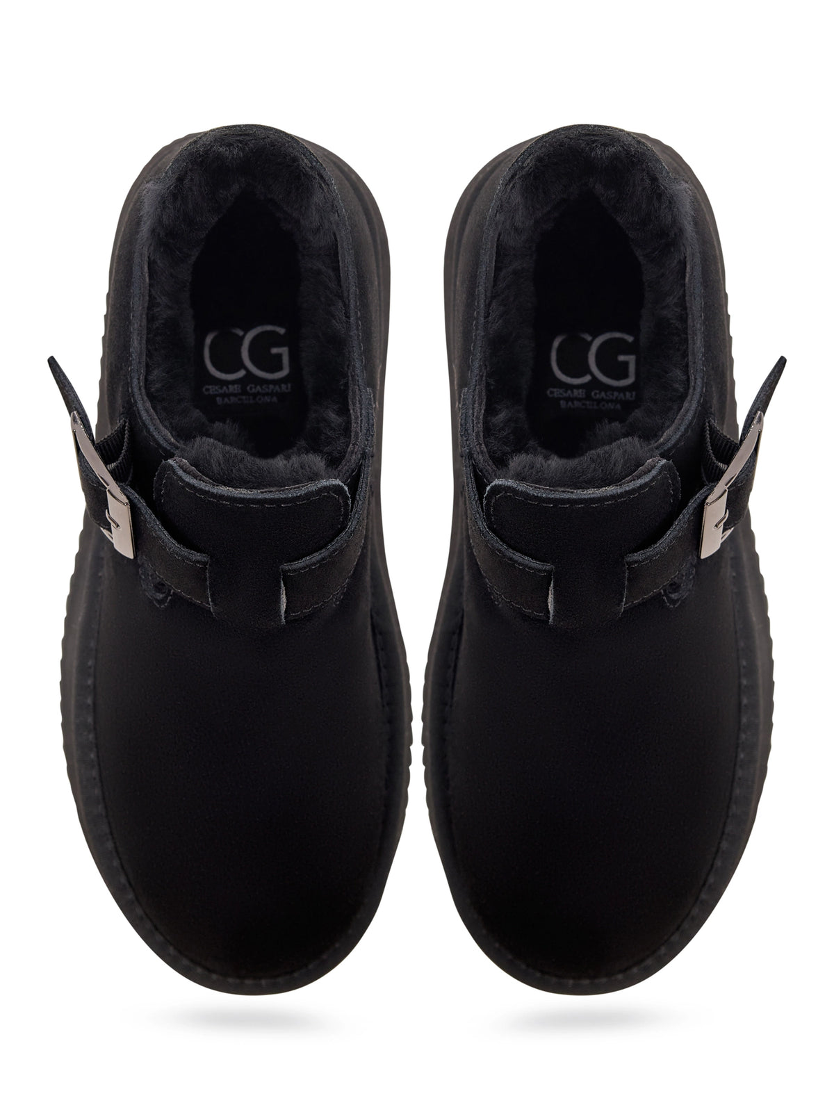 Cocoa Buckle Shearling Loafer - Black