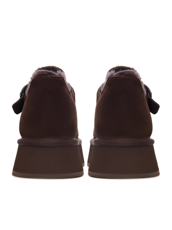 Cocoa Buckle Shearling Loafer - Brown