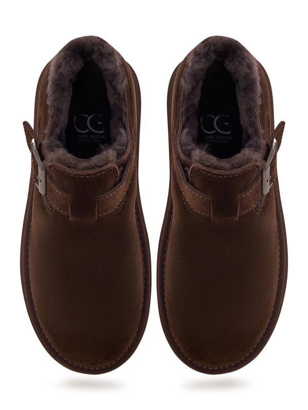 Cocoa Buckle Shearling Loafer - Brown