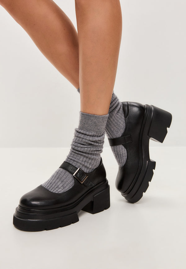 Bold Chunky Loafers Em - Negro