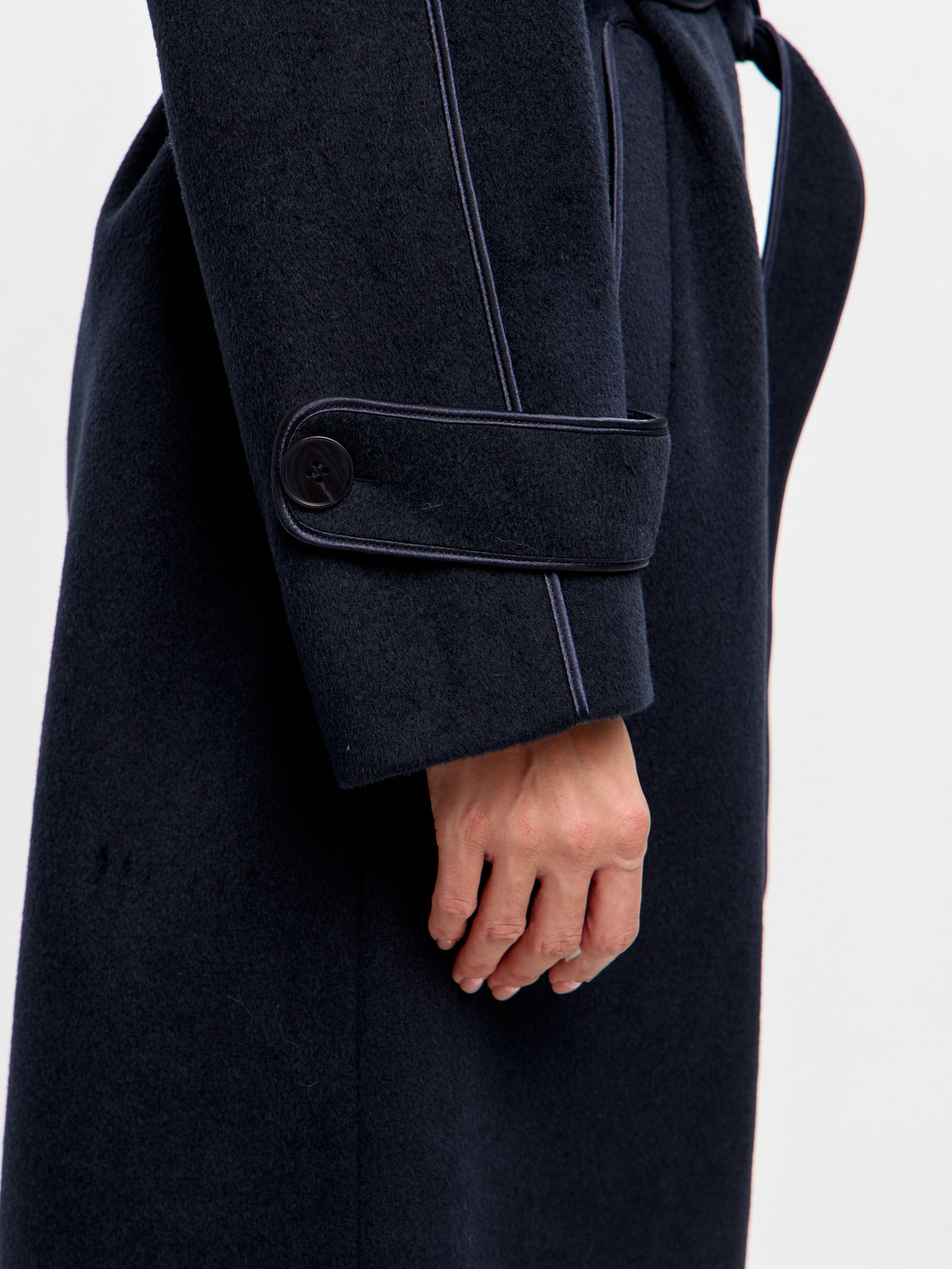 Jas van wolmix met reverskraag – Blauw