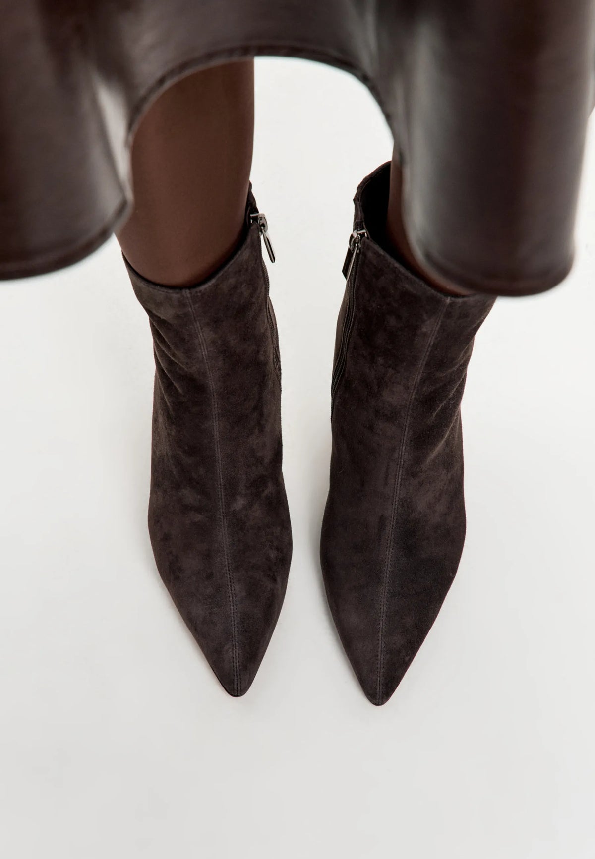 Sculpted Sleek-Heel Ankle Boot - Brown