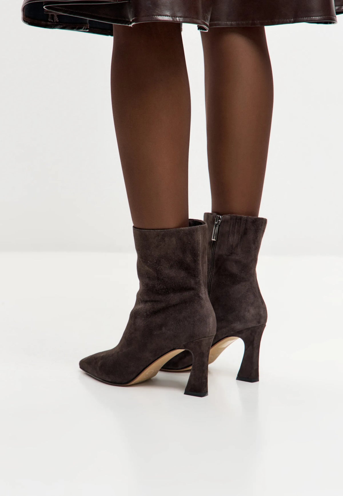 Sculpted Sleek-Heel Ankle Boot - Brown