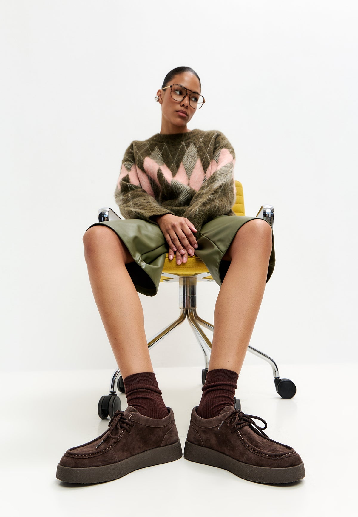 Mocasines con plataforma y cordones en color topo – Marrón oscuro