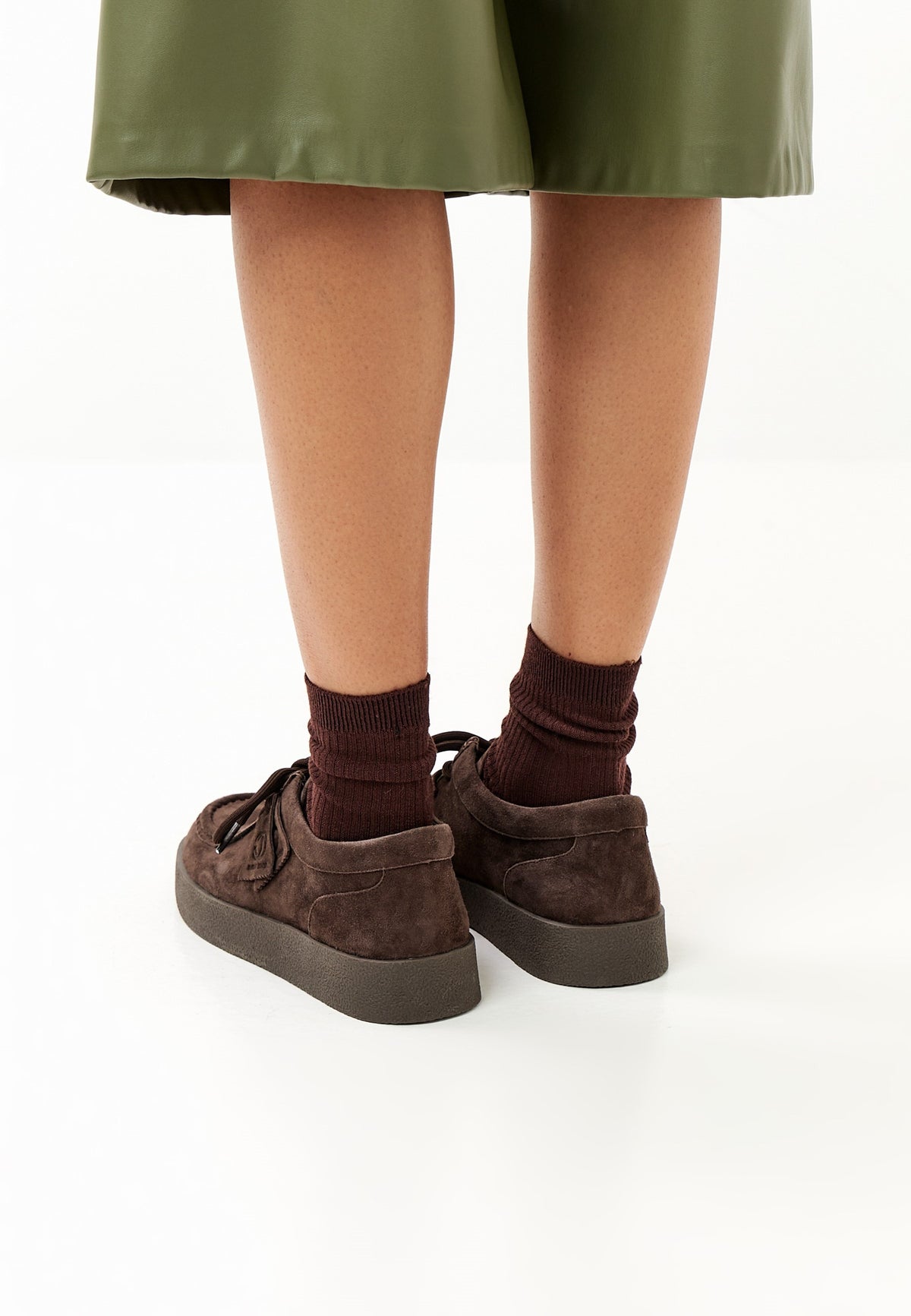 Mocasines con plataforma y cordones en color topo – Marrón oscuro