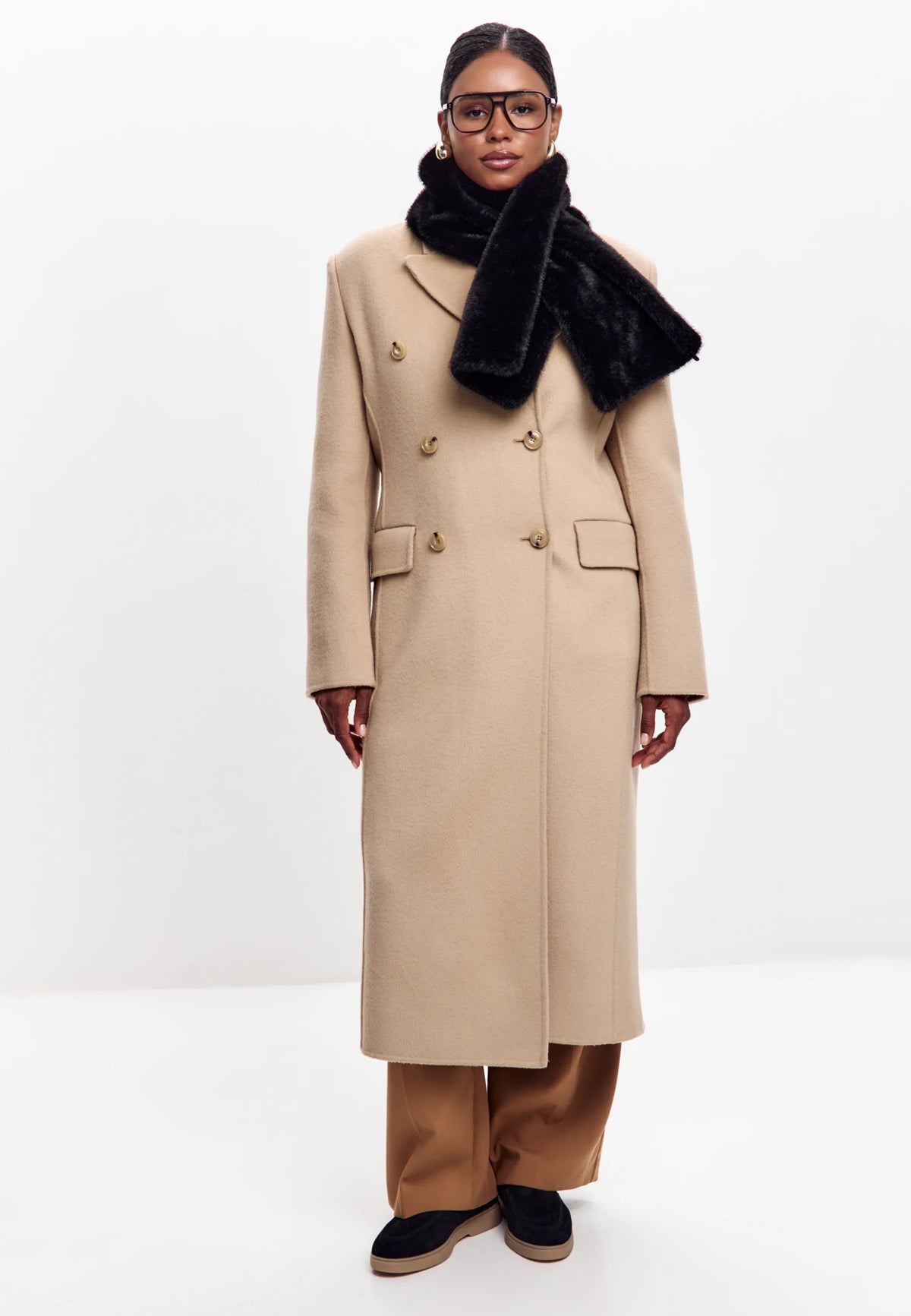 Faux Fur Scarf — Black