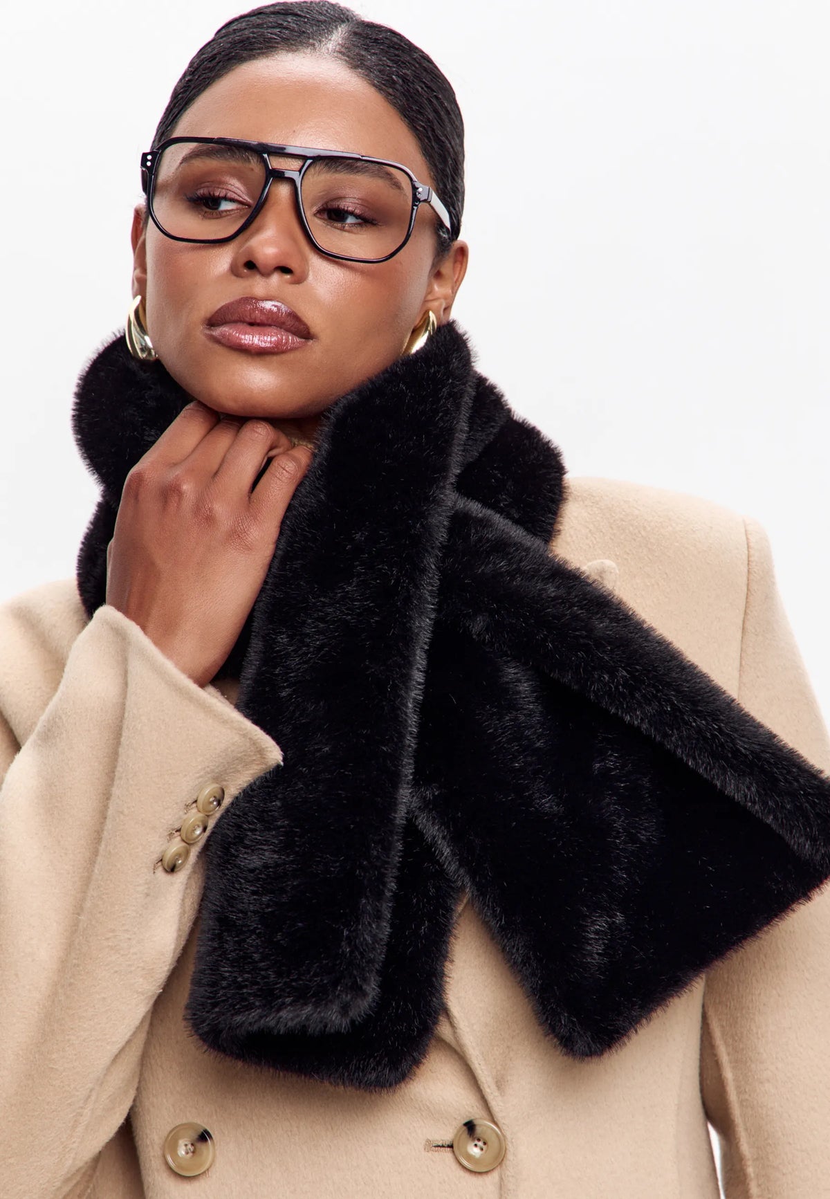 Faux Fur Scarf — Black