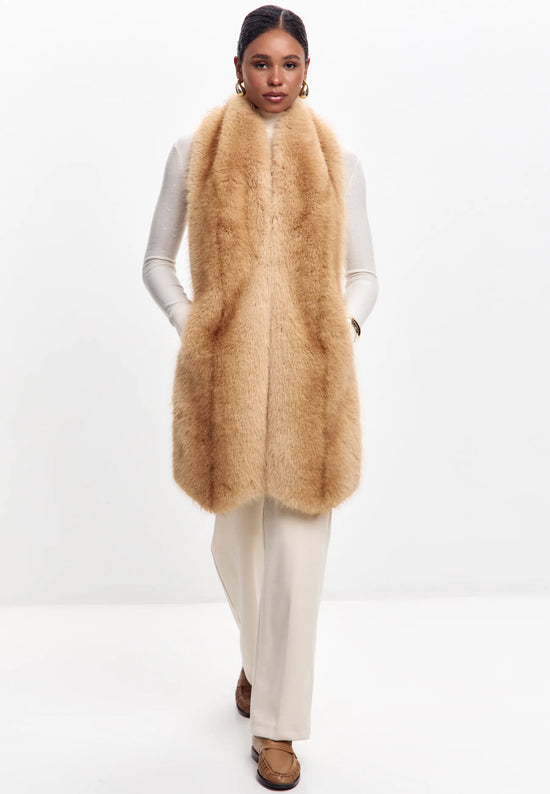 Maxi Faux Fur Scarf – Sand Beige