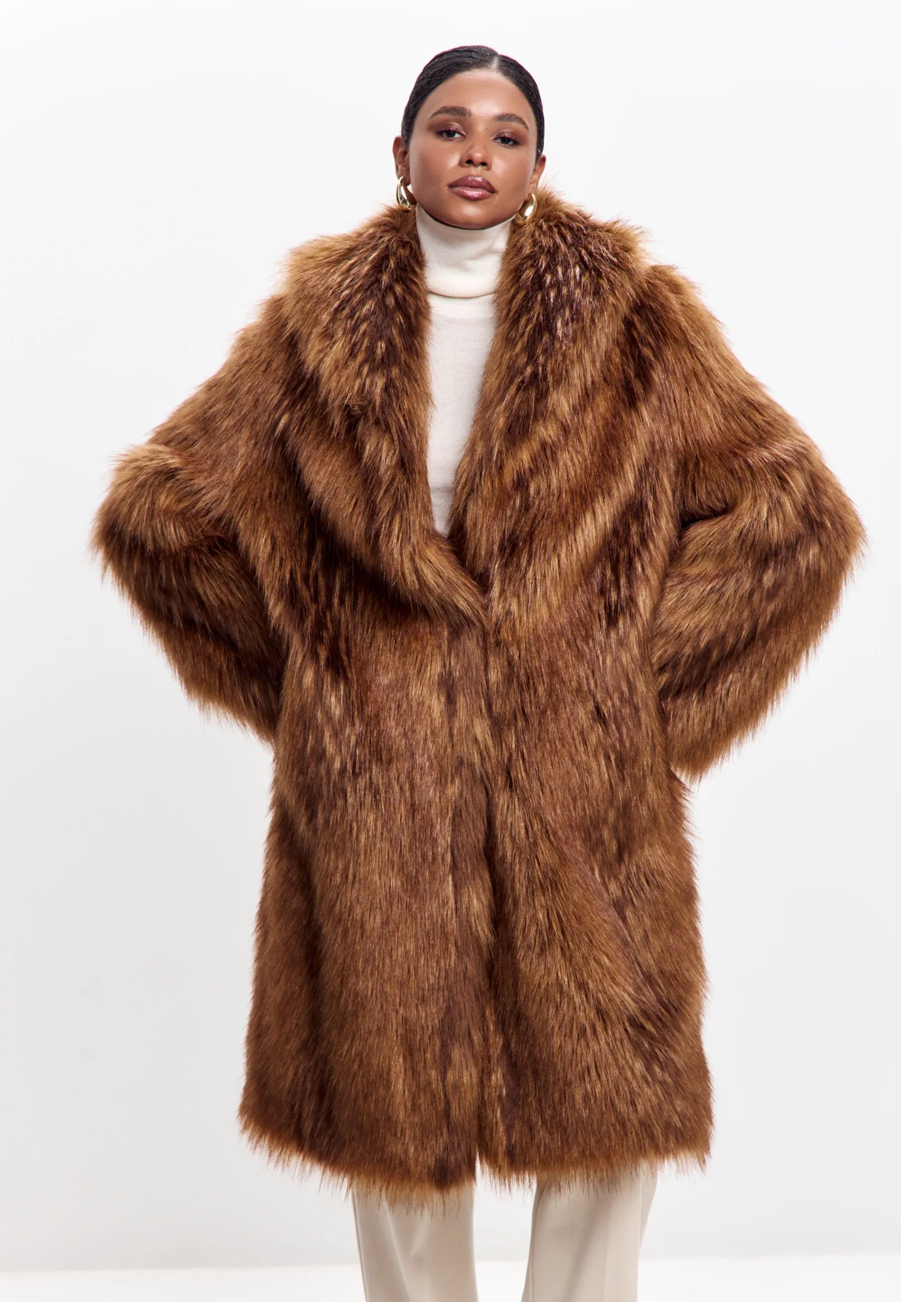 Faux Fur Long Coat — Oversized Winter Statement