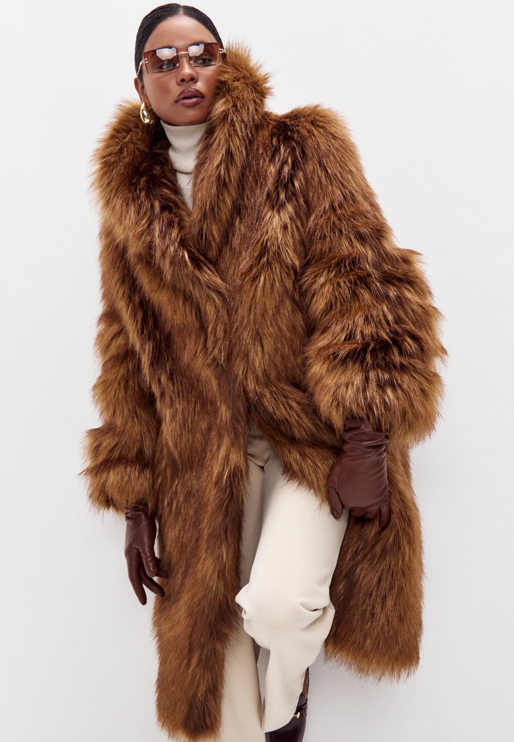 Faux Fur Long Coat — Oversized Winter Statement