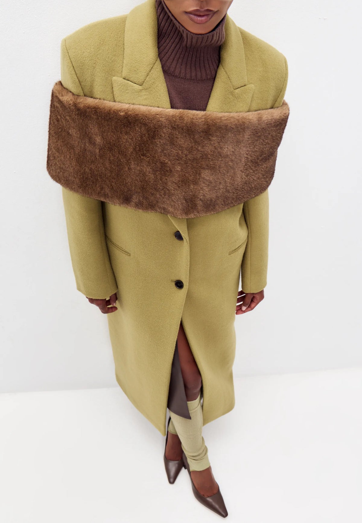 Faux Fur Scarf — Brown