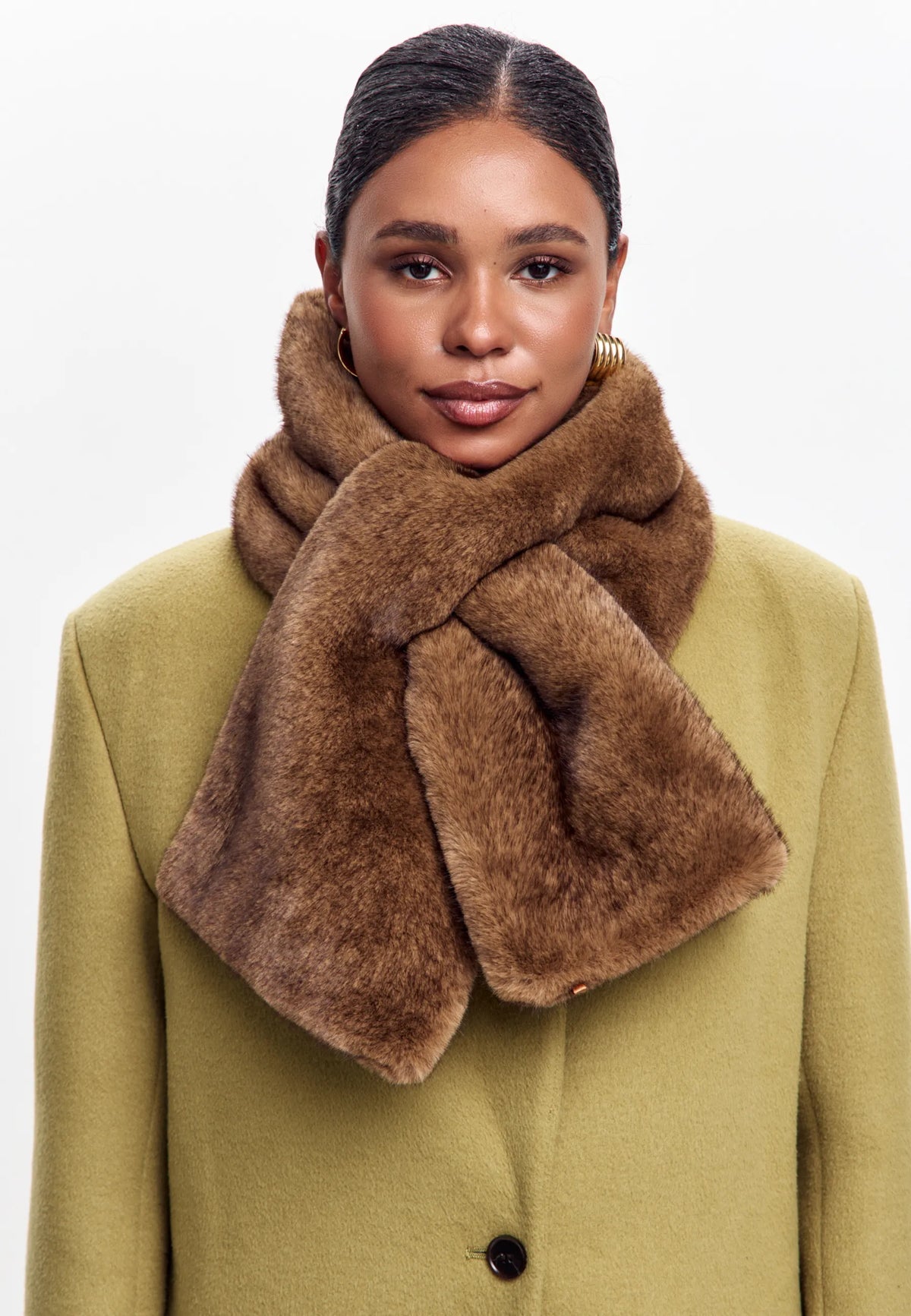 Faux Fur Scarf — Brown