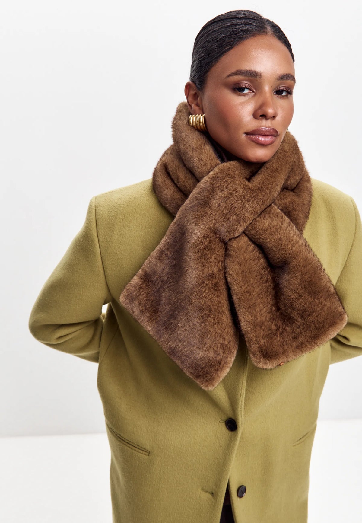 Faux Fur Scarf — Brown