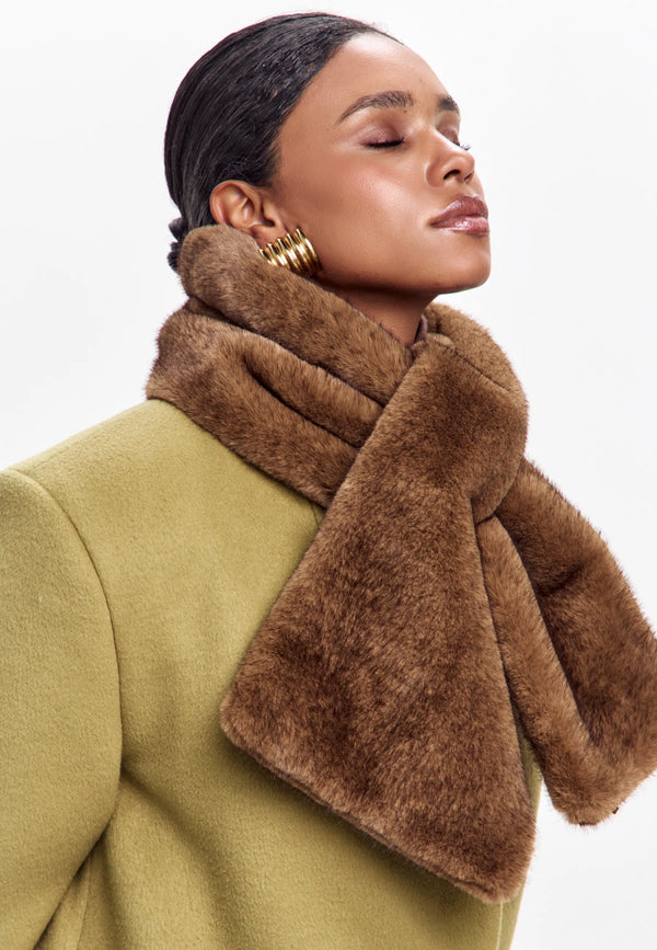 Faux Fur Scarf — Brown