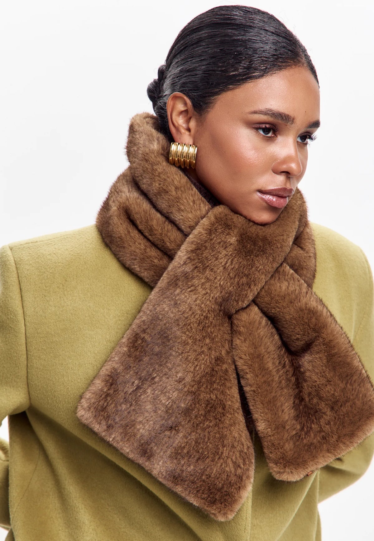 Faux Fur Scarf — Brown