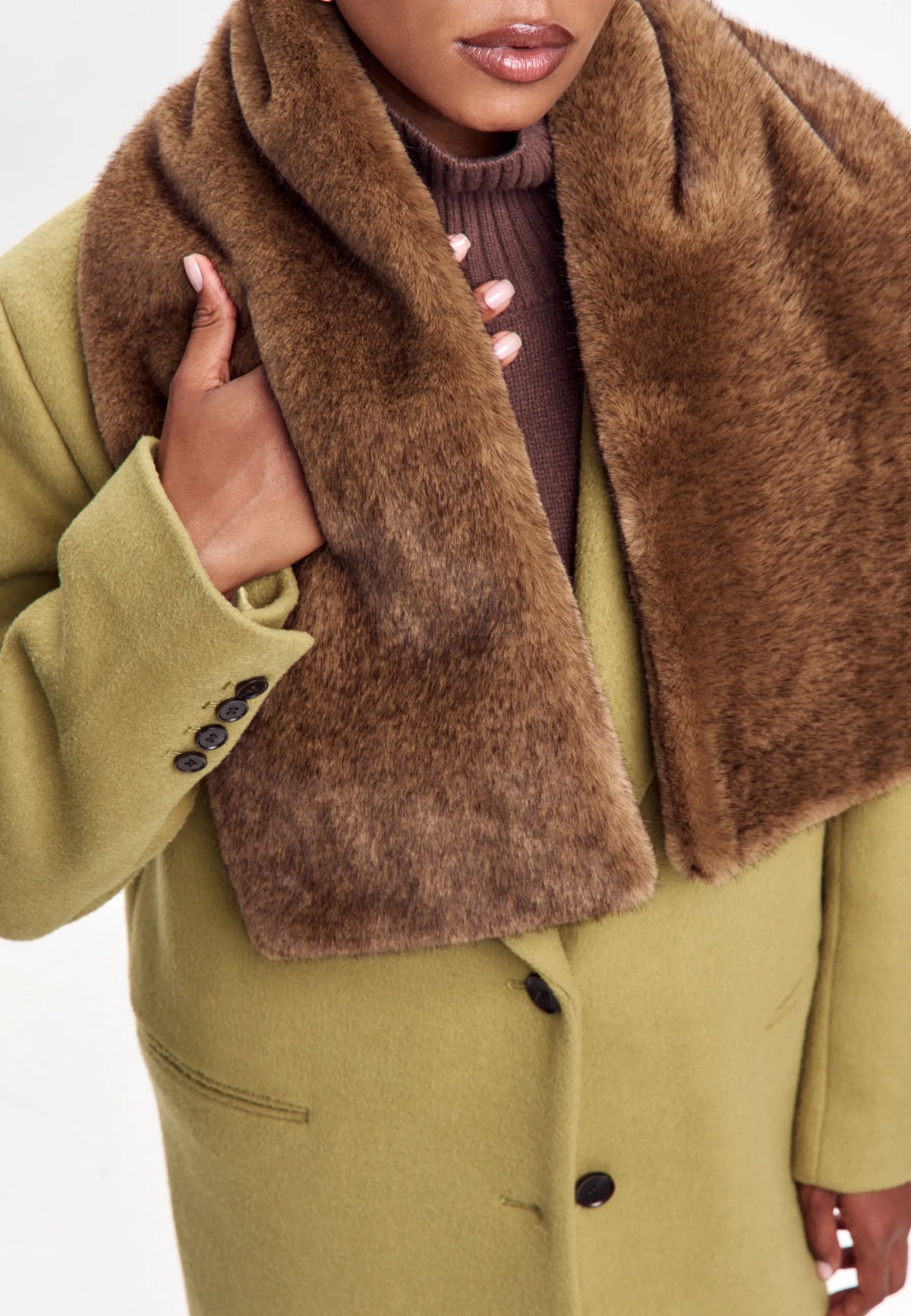 Faux Fur Scarf — Brown