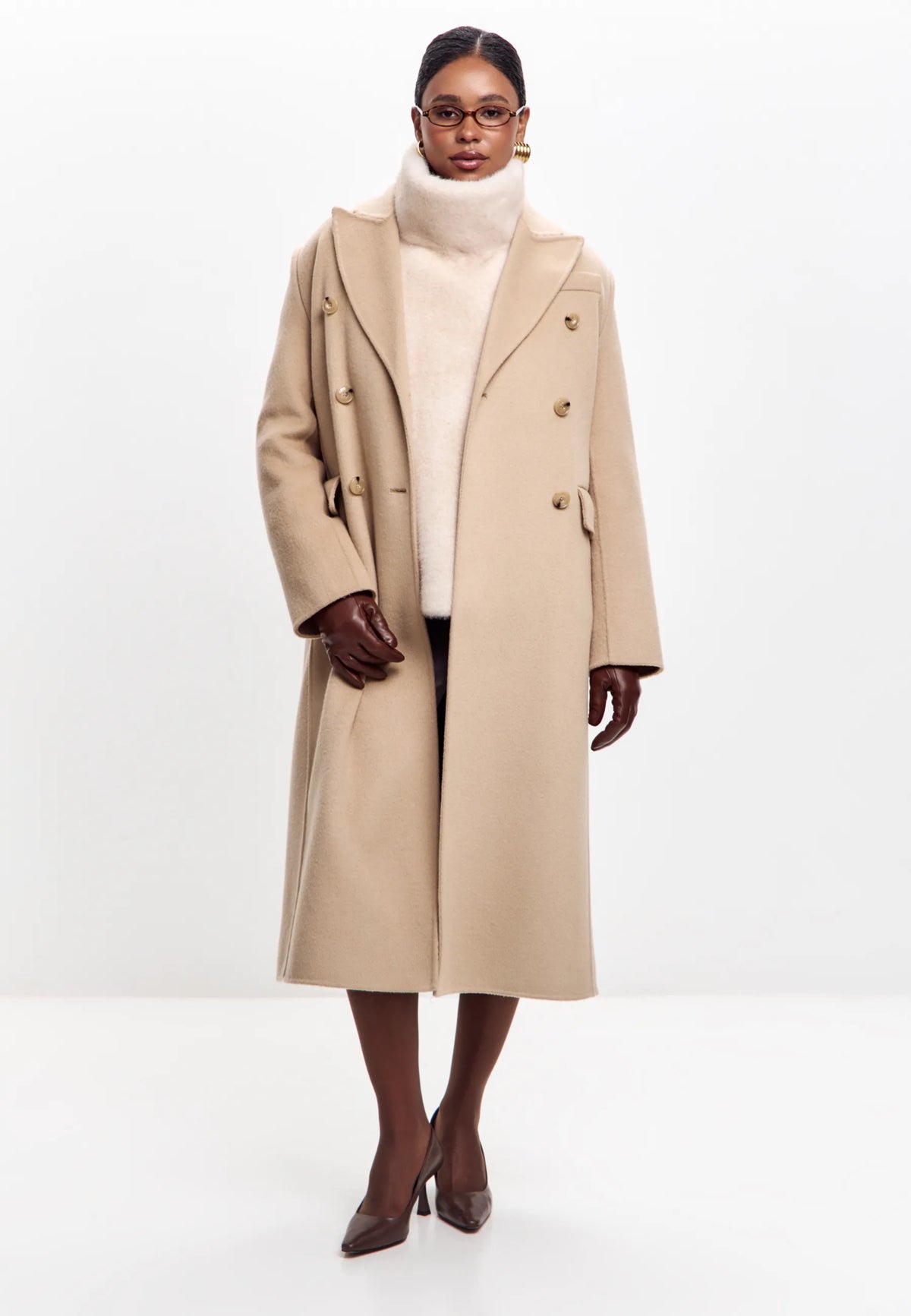 Faux Fur Sleeveless Sculpted Top with Collar – Beige