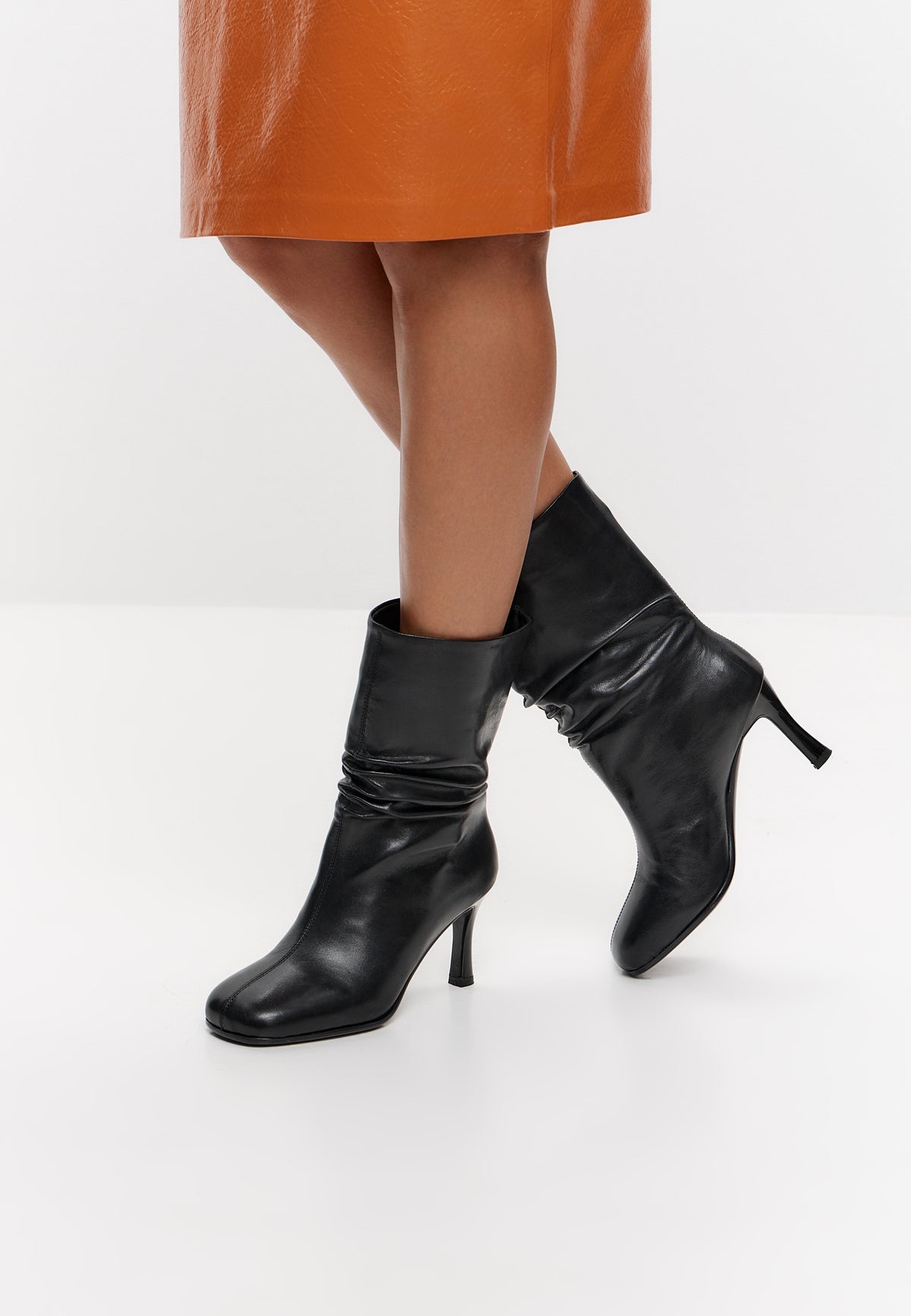 Bottes mi-mollet en cuir