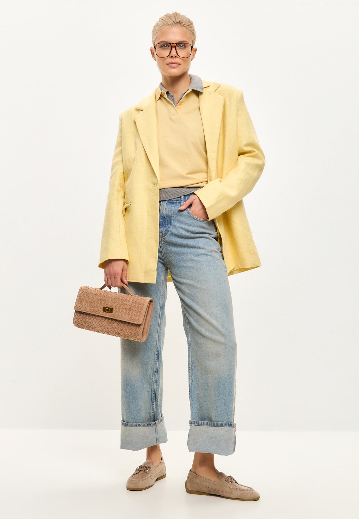 Suede Lace-Up Loafers - Beige