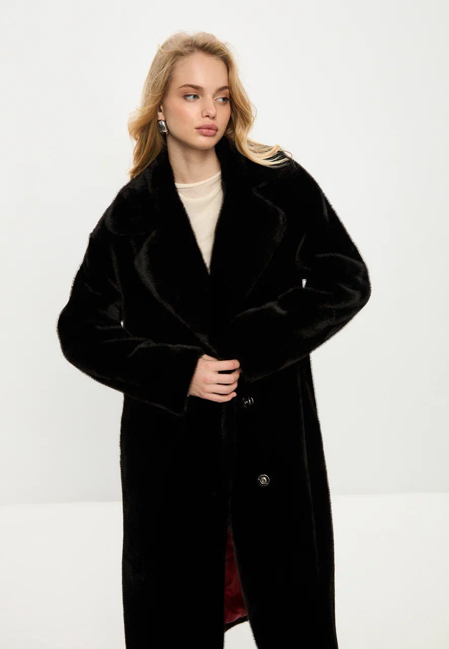 Luxurious Faux Fur Coat Freya - Black