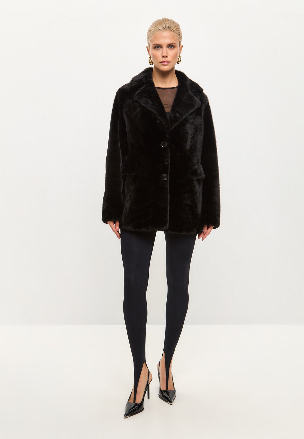Chic Faux Fur Coat Niuvis - Black