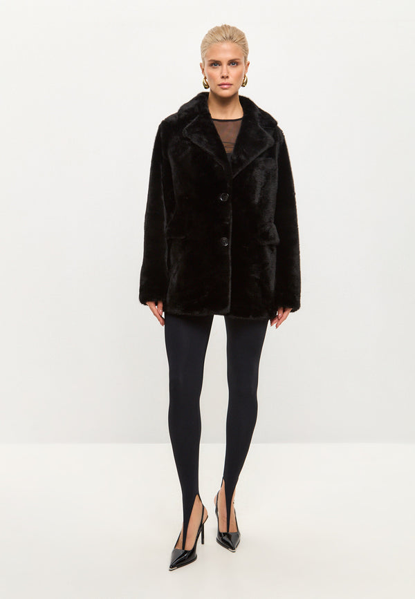 Chic Faux Fur Coat Niuvis - Black