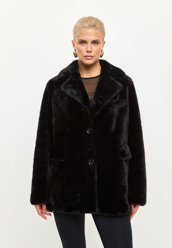 Chic Faux Fur Coat Niuvis - Black